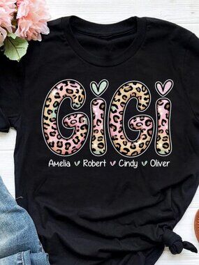 Personalized Gigi Leopard Shirt, Grandma Tee, Mothers Day Gift